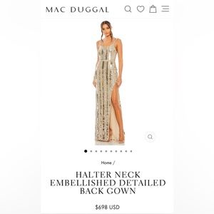NWT MAC DUGGAL HALTER NECK EMBELLISHED DETAILED BACK GOWN Size 8 style 93981